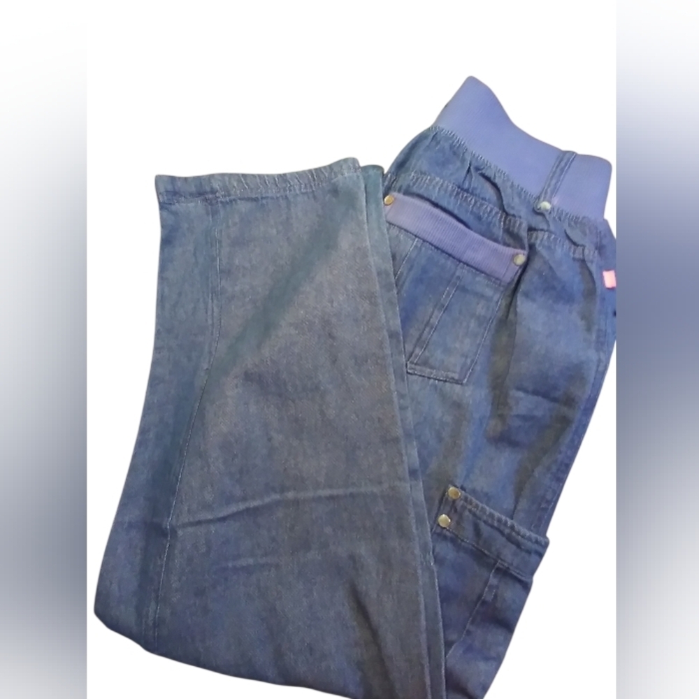 NWOT Woman Within 100% Cotton Blue Denim Jeans with Elastic Waistband Modern Fit